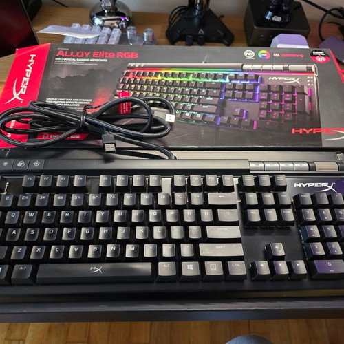 HyperX Alloy Elite RGB mechanical gaming keyboard used with Cherry MX Red switches