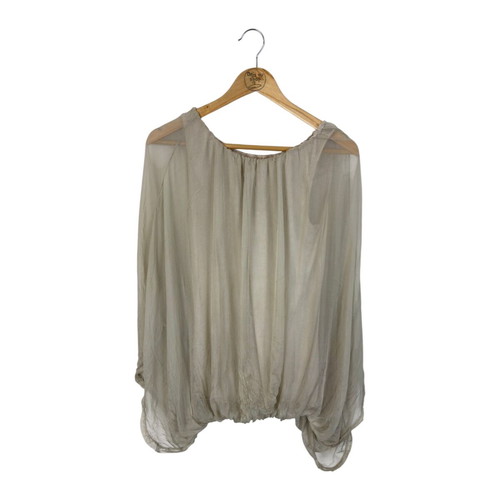 Silk sleeveless blouse used, one size, beige