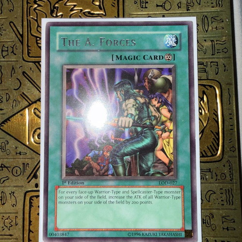 The A. Forces Yu-Gi-Oh! card 1st edition, excellent condition