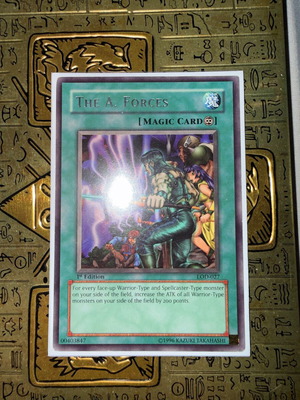 The A. Forces Yu-Gi-Oh! card 1st edition, excellent condition