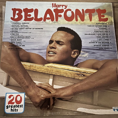 Harry Belafonte 20 Greatest Hits vinyl used, folk