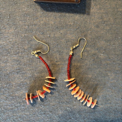 Special hanging earrings made of stainless steel, like new, red