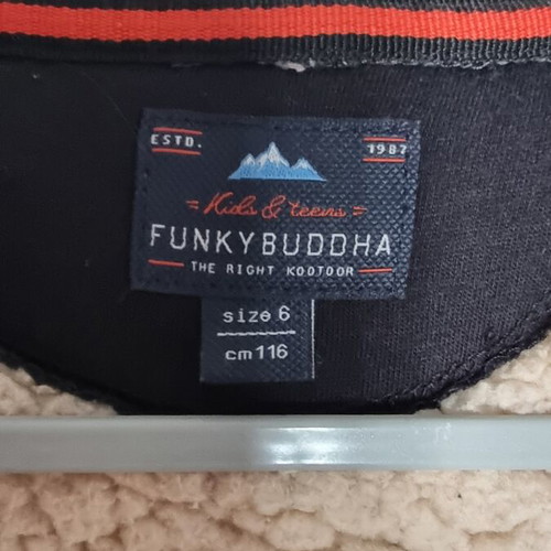 Funky Buddha Kids Hoodie with Sherpa Lining Size 6, Dark Grey Heathered