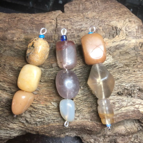 Handmade pendants with quartz, jasper, amethyst stones, set of 3 new