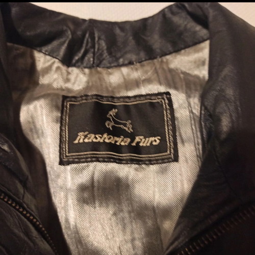 Women's leather Kastoria Furs like new, gray-blue