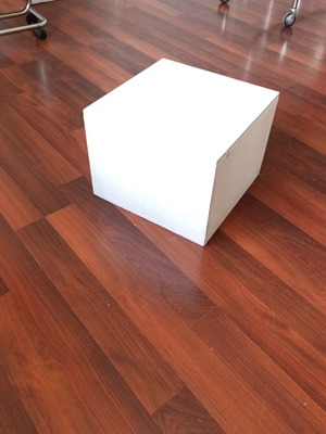 Wooden cubes used, various sizes with one open side
