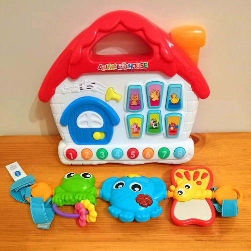 Interactive Musical Animal House and Playgro Travel Trio Pram Toy like new