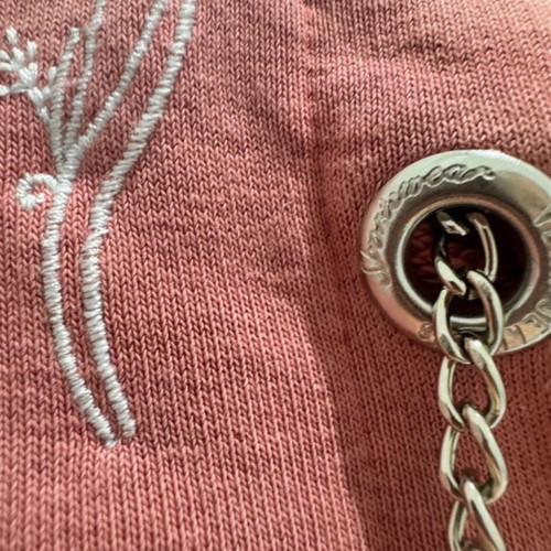 Vena women's pink sweatshirt XS used with decorative cords and letters-flowers