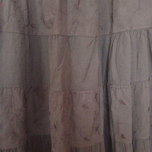 Brown long boho skirt used with embroidered details, size M