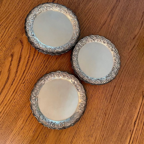 Gianniotika silver-plated plates used, pack of 20, handmade carving