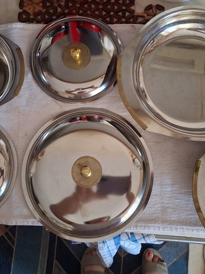 Serving Set Stainless Steel, Like New, 3 Pieces with Lids