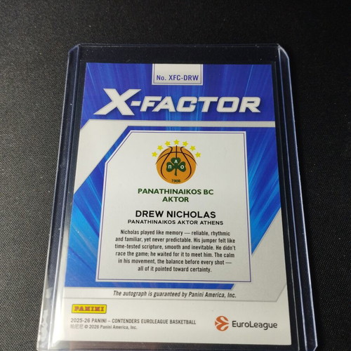 Panini Euroleague Contenders Drew Nicholas X-Factor Auto 45/99 like new