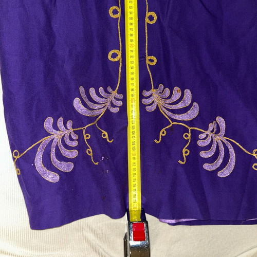 Vintage purple maxi dress 60s/70s with handmade embroidery, custom made