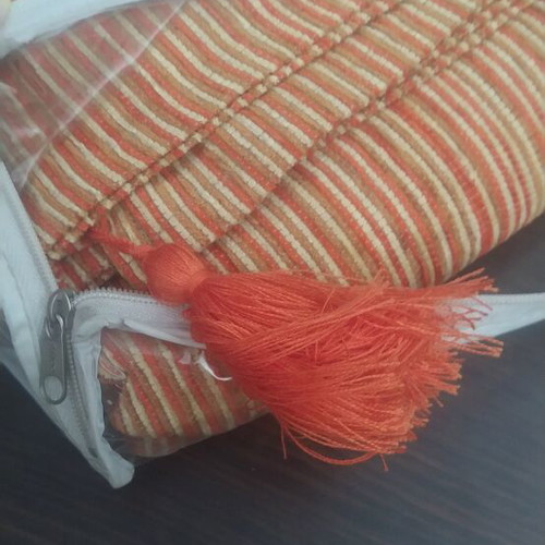 Chenille orange striped throw blanket for two-seater sofa, 2x2.4 m