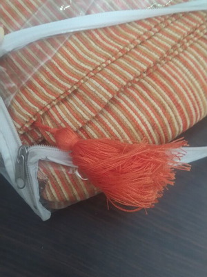 Chenille orange striped throw blanket for two-seater sofa, 2x2.4 m