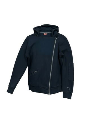Puma Black Jacket Hoodie Sport Lifestyle Asymmetric Zipper Used Size L Women