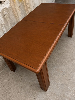 Solid wood dining table with extension