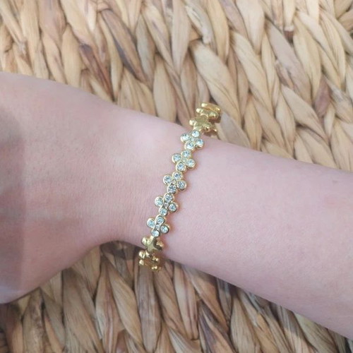 Silver bracelet with zircon crosses 6.5x5.5cm new