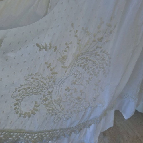 White Boho Dress with Embroidery and Lace, Like New, Size XL