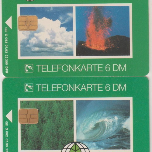 Phone cards Germany puzzle butterfly used, set of 2