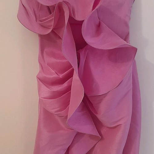 Mitropoulos dress new, pink lilac taffeta midi with back opening