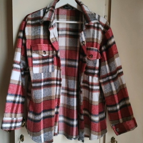 Checked shacket shirt new, very warm and soft, made in Italy