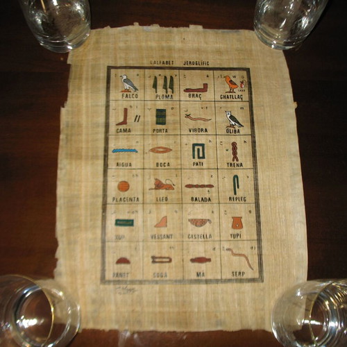 Authentic Egyptian papyrus like new with hieroglyphic alphabet