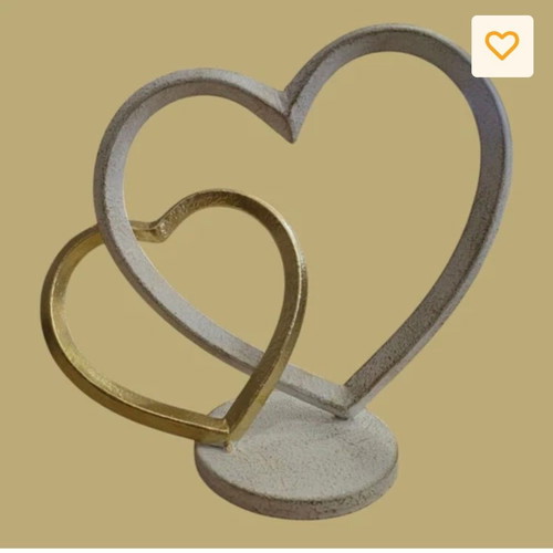 Decorative hearts gold and silver 26x23 cm