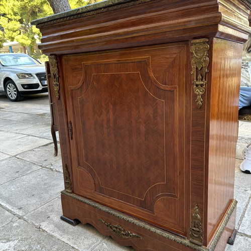 Bayou cabinet with marble and brass details, used