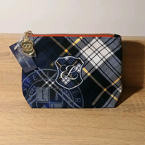 Estee Lauder toiletry bag new, blue gray checkered