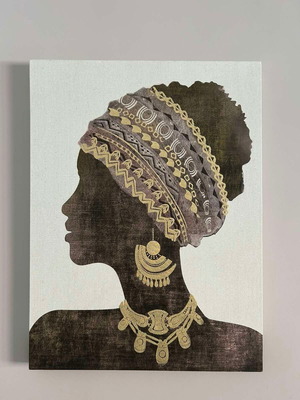 Canvas painting ethnic African art with gold details new