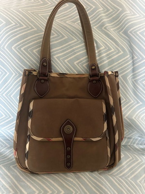 Burberry brown shoulder bag like new with check details