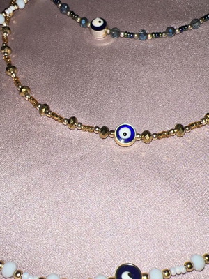 Κολιέ με χάντρες και μάτι, σετ 3 καινούργια