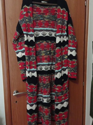 Long knitted cardigan used, multicolor, one size