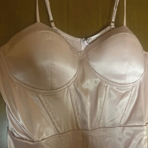 Shein satin pink mini dress with cups and straps new plus size
