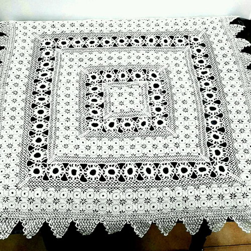 Vintage handmade tablecloth embroidery used