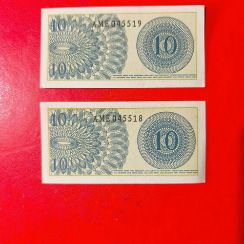 Indonesia 1964 10 Sen banknotes like new, set of 2