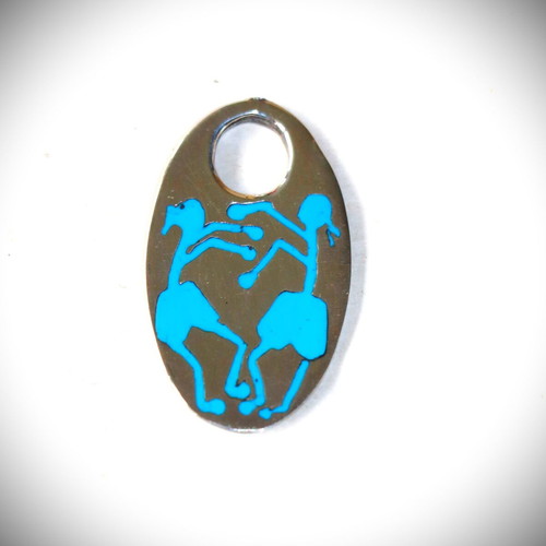 Turquoise Mosaic Pendant Silver 925 Navajo Indian New