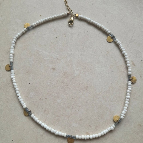 Beaded handmade necklaces like new, white and red