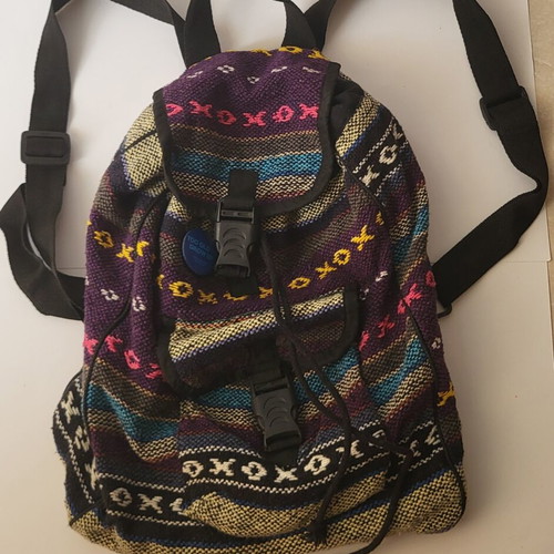 Vintage Boho Backpack handmade, used, multicolor