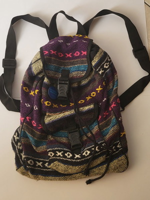 Vintage Boho Backpack handmade, used, multicolor