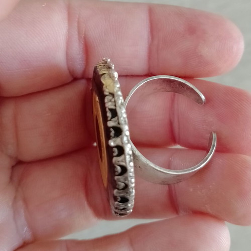 Statement ring circular, two-tone, adjustable, used