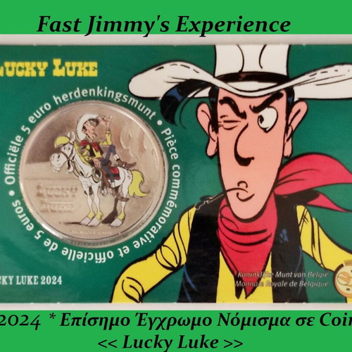 Lucky Luke Official Colored Coin 5 Euro Belgium 2024 in Coin Card