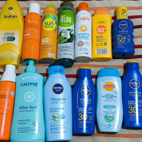 Sunscreens used, pack of 12 nearly half full