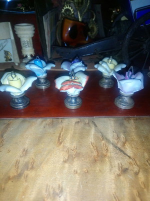 Κρεμαστά λουλούδια μεταχειρισμένα του 1920 από πορσελάνη, σμάλτο και ασήμι 900