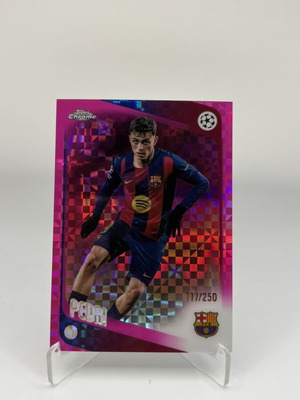 Topps Chrome Pedri #196 FC Barcelona UEFA Champions ροζ γεωμετρική κάρτα σαν καινούργιο