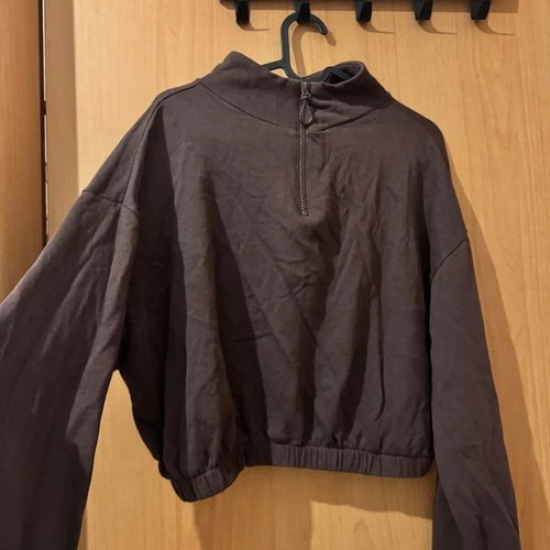 Crop sweatshirt used brown with zipper Terranova size L
