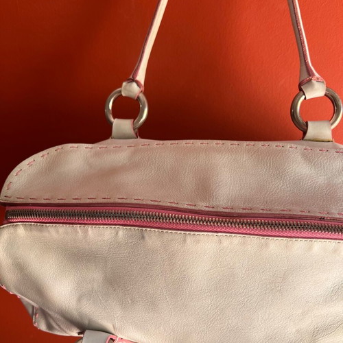 Moschino white leather handbag used, shoulder or hand bag
