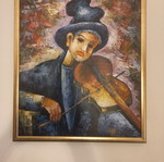 Oil painting on canvas "The Boy with the Violin" like new, 66x55 cm