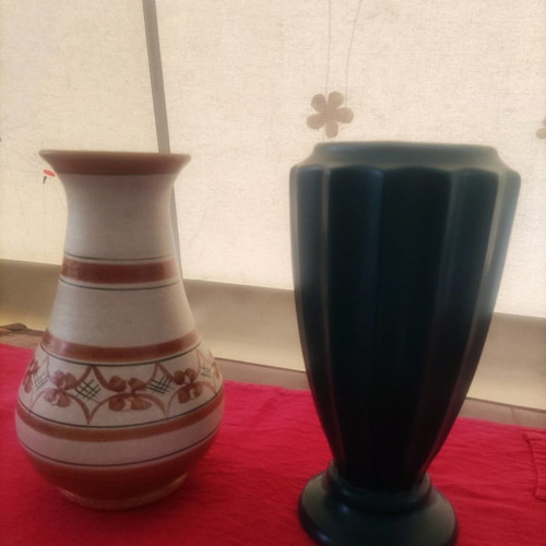 Large decorative vases like new, green and beige brown